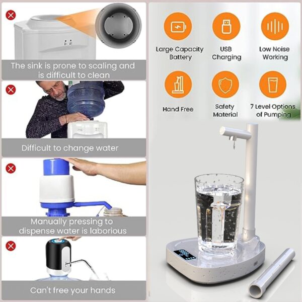 Automatic Rechargeable Water Dispenser with Extension Stand - Image 9