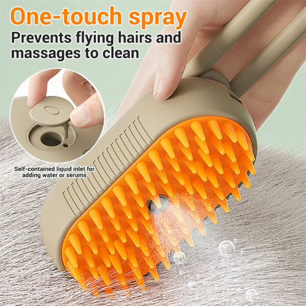 3-in-1 Electric Spray Cat Steam Brush – Groom, Massage & De-Shed - Image 3