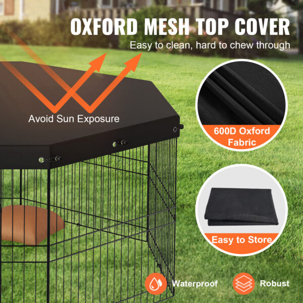 VEVOR 8-Panel Foldable Metal Dog Playpen – 24" H with Top Cover & Bottom Pad - Image 5