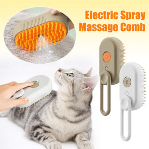 3-in-1 Electric Spray Cat Steam Brush – Groom, Massage & De-Shed