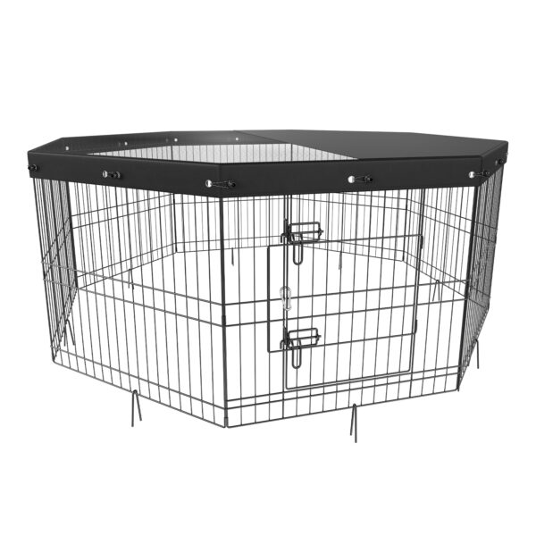 VEVOR 8-Panel Foldable Metal Dog Playpen – 24" H with Top Cover & Bottom Pad - Image 3