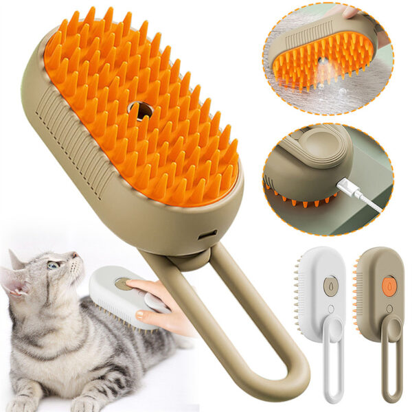 3-in-1 Electric Spray Cat Steam Brush – Groom, Massage & De-Shed - Image 5