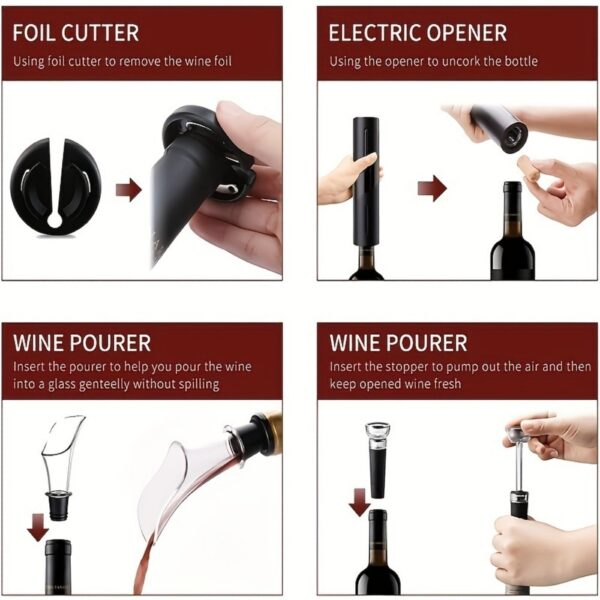 Intelligent Automatic Electric Wine Opener Set – Complete Kit - Image 4
