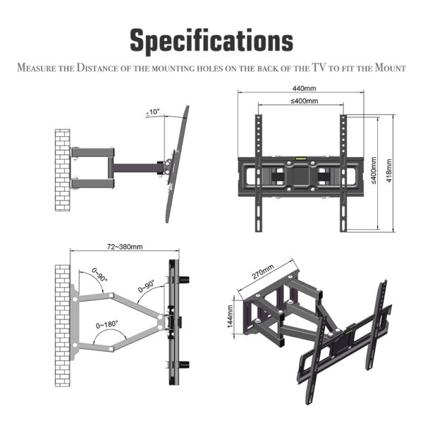 TMDS-105 Wall-Mounted TV Stand – Full Motion, Heavy-Duty, Adjustable